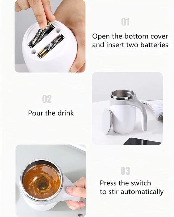 Keepshop Automatic Self Stirring Coffee Mug | One-Touch Electric Mixing Cup – No Spoon Needed