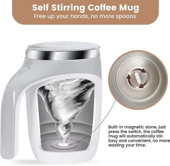 Keepshop Automatic Self Stirring Coffee Mug | One-Touch Electric Mixing Cup – No Spoon Needed